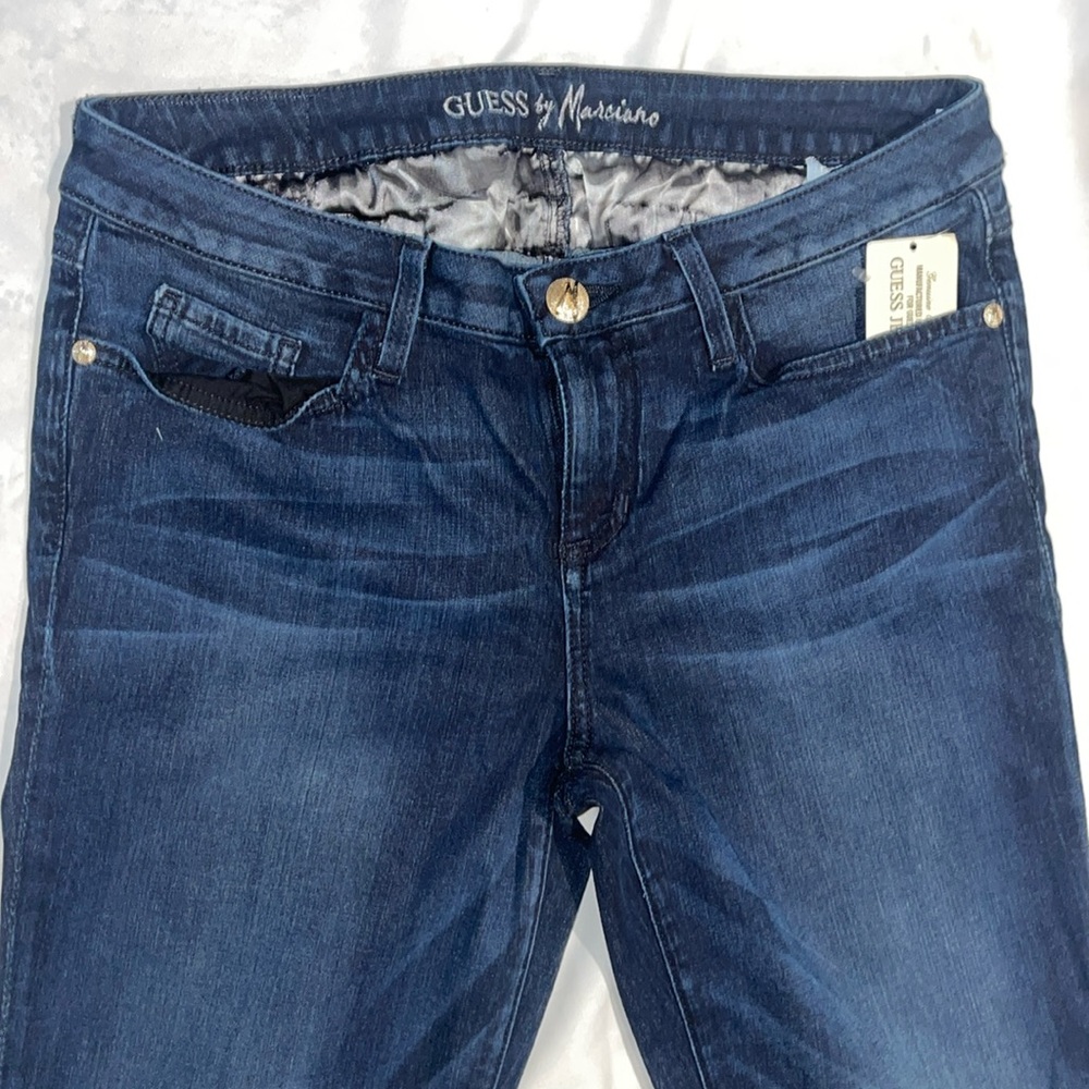 New Guess Marciano Cropped Zip Bottom Slim Leg Jeans 31